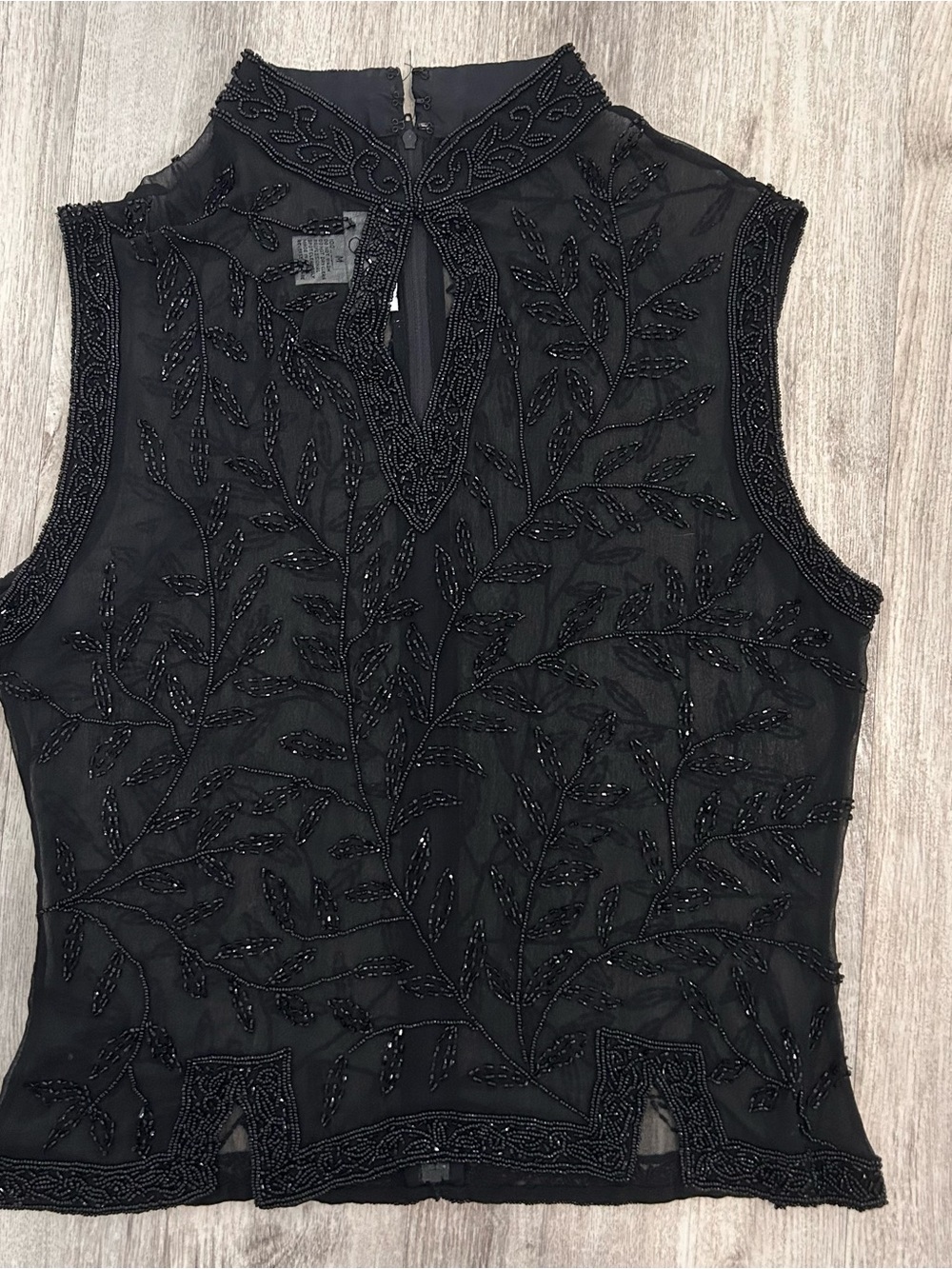 VINTAGE Silk Beaded evening Top Formal Womens M 80s 90s Embelished ethereal